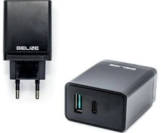 Beline Laidinis įkroviklis 1xUSB i 1xUSB-C 5A 18W juodos spalvos (only head)