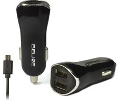 Beline automobilinis įkroviklis 2xUSB + microUSB 2,1A juodos spalvos