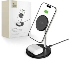 Įkrovimo stotelė Tech-Protect QI15W-A39 2in1 MagSafe – juodos spalvos