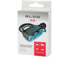 Blow Automobilio cigarečių žiebtuvėlio skirstytuvas 1xKIŠTUKAS/3xLIZDAI+2xUSB CS-35 laidas