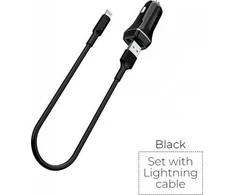 Įkroviklis automobilinis Borofone BZ2 su 2 USB jungtimis + Lightning (2.4A) juodas
