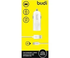 Budi - 1 USB automobilinis įkroviklis su LED indikatoriumi+USB tipo C laidas