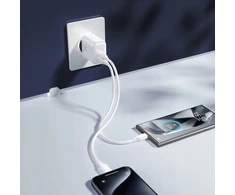 BWOO CDA206 PD 35W sieninis įkroviklis 1x USB-C jungtis baltas