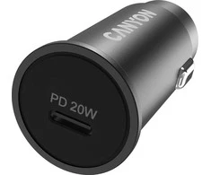 Canyon C-20, PD 20W Kišeninis automobilinis įkroviklis, įėjimas: DC12V-24V, išėjimas: PD20W, palaiko iPhone12 PD greitą įkrovimą, Atitinka CE RoHs , Dydis: 50.6*23.4*23.4, 18g, Juodas