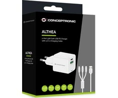 Įkroviklis Conceptronic CONCEPTRONIC Ladegerät 2Port 33W,1xUSB-C,1xUSB-A +3-in-1 sw
