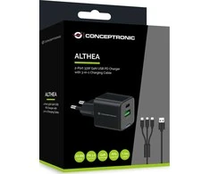 Įkroviklis Conceptronic CONCEPTRONIC Ladegerät 2Port 33W,1xUSB-C,1xUSB-A +3-in-1 sw