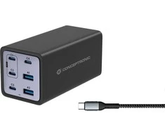 Įkroviklis Conceptronic CONCEPTRONIC Ladegerät 6Port 200W,4xUSB-C,2xUSB-A +3-in-1 sw