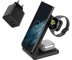 Crong – Set GaN Sieninis 35W įkroviklis ir belaidis įkroviklis PowerSpot Pivot Stand 3in1