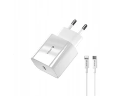 Devia laidinis įkroviklis Smart PD 20W 1x USB-C baltos spalvos + Lightning - USB-C kabelis V2