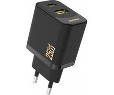 Dudao A26T GaN 25W USB-A, USB-C įkroviklis – juodos spalvos