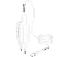 Sieninis įkroviklis Dudao A2EUL 2x USB su Lightning kabeliu (baltas)