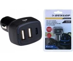 Dunlop automobilinis USB įkroviklis 2x USB A + C