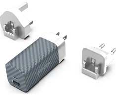 Energizer Ultimate - Multiplug EU / UK / US GaN USB-C &amp; USB-A 65W PD mains įkroviklis sidabro spalvos