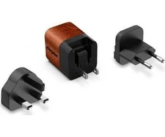 Energizer Ultimate – kelių kištukų ES / JK / JAV GaN 20 W PD tinklo įkroviklis (Walnut Burl)
