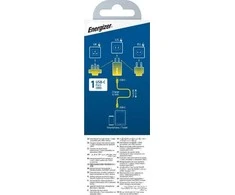 Energizer Ultimate - Įkroviklis jungiama į tinklą podróżna Multiplug EU / UK / US GaN USB-C 20W PD + kabelis USB-C (Juodas)