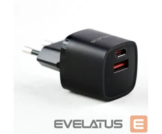 Įkroviklis Evelatus USB-A ir USB-C adapteris 30W Max / ES įkroviklis Juodas (ETC07BK)