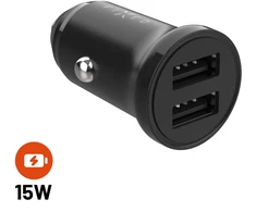 FIXED Dual USB automobilinis įkroviklis 15W, Juodas | Pataisyta