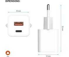 Įkroviklis Fixed Mini 1x USB-A 1x USB-C 3 A (FIXCG30M-CA-WH)