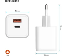Įkroviklis Fixed Mini 1x USB-A 1x USB-C 3 A (FIXCG45M-CA-WH)