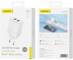 FONENG wall charger EU63 2.4A 12W 2xUSB Baltas