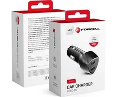 Car charger Forcell F-Energy Carbon 2 x USB C QC3.0 PD 3A 40W CC50-2C juodas