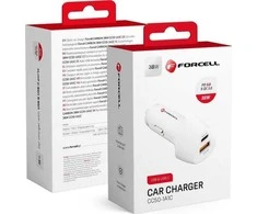 Įkroviklis automobilinis Forcell (CC50-1A1C) (1xUSB-C; 1xUSB; 5A 38W) baltas
