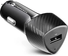 Car charger Forcell F-Energy Carbon USB A QC3.0 3A 18W CC50-1A juodas