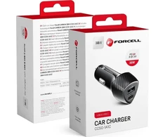 Automobilinis įkroviklis Forcell F-Energy Carbon USB C + USB A QC3.0 PD 3A 38W CC50-1A1C juodas