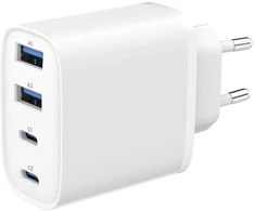 Įkroviklis Gembird Szybka kroviklis GaN USB PowerDelivery 4-portowa 2xUSB-C + 2x USB-A 40 W balta (TA-UC-2A2C-PD40-01-W)