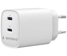 Įkroviklis Gembird Szybka kroviklis USB 2-portowa 2x USB-C 45 W balta (TA-UC-2C-PD45-01-W)