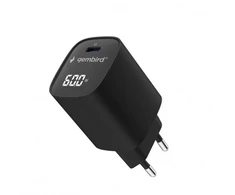 Gembird TA-UC-1C-PD60LCD-01-BK 60W USB Type-C fast charger, LCD, juodas