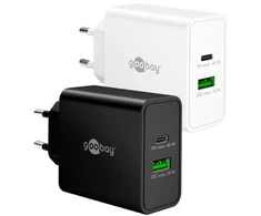 Goobay 45 W USB-C PD GaN dvigubas greitasis įkroviklis baltas