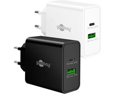 Goobay 65 W USB-C PD GaN dvigubas greitasis įkroviklis juodas
