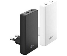 Įkroviklis Goobay dvigubas USB-C PD GaN 90 plokščias greitas įkroviklis (45 W), juodas