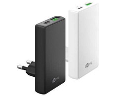 Įkroviklis Goobay Dvigubas greitas USB-C™ PD GaN įkroviklis 90° plokščias (65 W), baltas