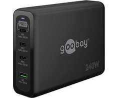 Įkroviklis Goobay 65885 Daugiaportis greitasis USB-C PD GaN 240 W Juodas (0001-00019-54823)