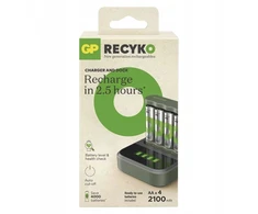 GP Battery GP Baterija GP - „ReCyko Everyday“ baterijų įkroviklis, B441 (USB) + stotelė D451, įskaitant 4 x AA 2100 mAh baterijas