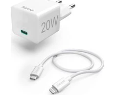 Hama mini 20W, PD, USB-C - Lightning, balta