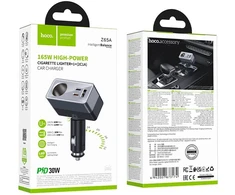 Car charger Hoco 1xUSB A + 2xUSB C+1x cigarette lighter jungtys PD QC3.0 max 165W/24V Z65A juodas