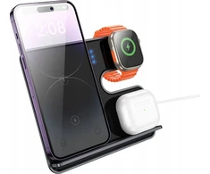 „Hoco 3in1“ 15 W indukcinis įkroviklis, suderinamas su „MagSafe“ ir „APPLE Watch CQ19“, pilkas