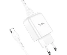 Telefono įkroviklis Hoco USB A 2A 10W + laidas USB A į USB C N2 baltas