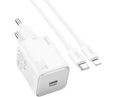 Telefono įkroviklis Hoco USB C QC PD 20W + laidas USB C į Lightning N40 baltas