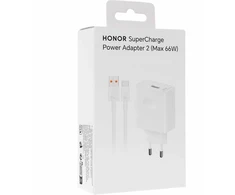 HN-110600E00 Honor originalus kelioninis įkroviklis 66W + USB-C duomenų kabelis baltas