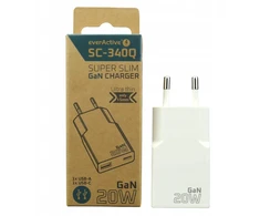 Įkroviklis Įkroviklis jungiama į tinklą 1 x USB, 1 x USB-C Quick Charge 3.0 20W SUPER SLIM balta