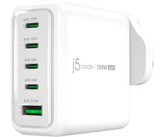 Įkroviklis j5create 100W GaN Įkroviklis USB-C su 5 portami (JUP53100EF-N)