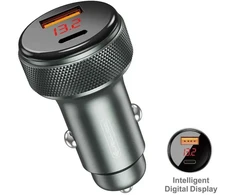 Jellico F13 52.5W Metāla Divu portu Auto Ātrais Adaptīvās Lādētājs USB QC 22.5W + PD USB-C 33W Sudraba