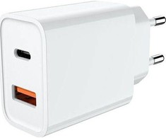 JELLICO sieninis įkroviklis C9 PD 20W 1xUSB-C + 1xUSB QC3.0 Baltas