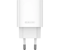 JELLICO sieninis įkroviklis EU53 PD 30W 1xUSB-C + USB-C laidas - Lightning Baltas