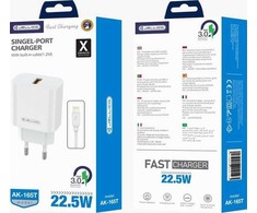JELLICO sieninis pakrovėjas AK165 22,5W 1xUSB QC3.0 + laidas Lightning Baltas