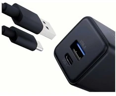 3Mk Protection 3mk Hyper GaN įkroviklis 20W QC4+ PD PPS USB-C USB-A sieninis įkroviklis - Juodas